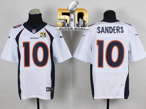 Nike Broncos #10 Emmanuel Sanders White Super Bowl 50 Men's Stitched NFL New Elite Jersey - Click Image to Close
